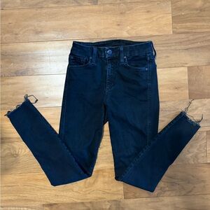 Joe's Jeans Flawless Hi Rise Honey Curvy Skinny Ankle raw hem dark denim 25